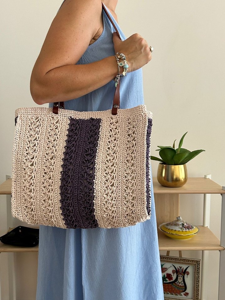 Mor Pembe Yıldızlar Kağıt İp | Deri Sap - Görsel 2