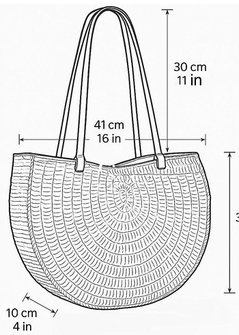 Turuncu Dönence-Kağıt İp Çanta-Deri Sap - Görsel 9