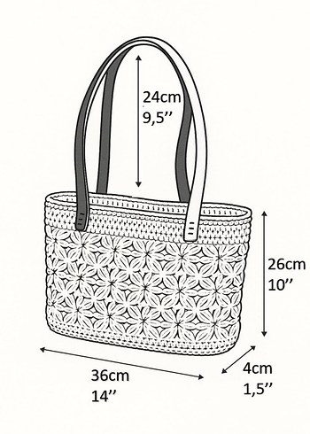 Çerçeveli Yıldız Rafya Çanta | Deri Sap - Görsel 9