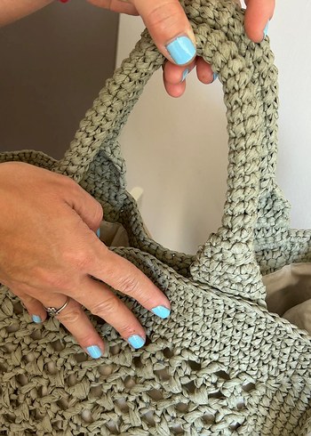 Yeşil Rafya Bohem Çanta - Görsel 5