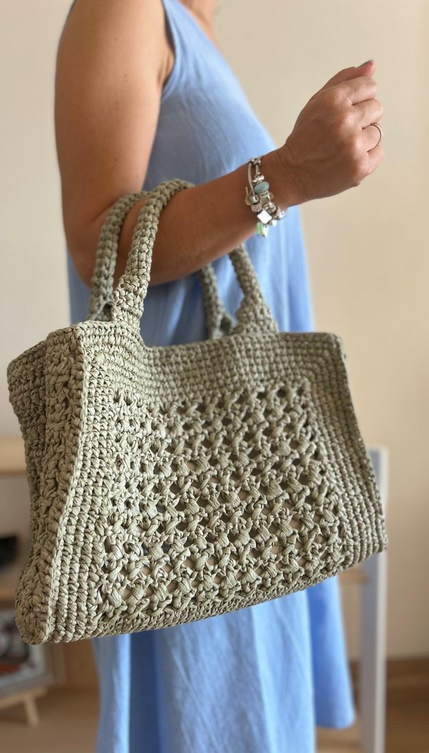 Yeşil Rafya Bohem Çanta - Görsel 4