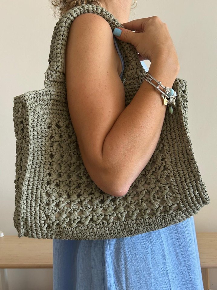 Yeşil Rafya Bohem Çanta - Görsel 3