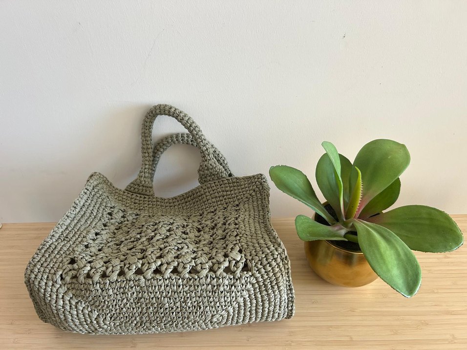 Yeşil Rafya Bohem Çanta - Görsel 2