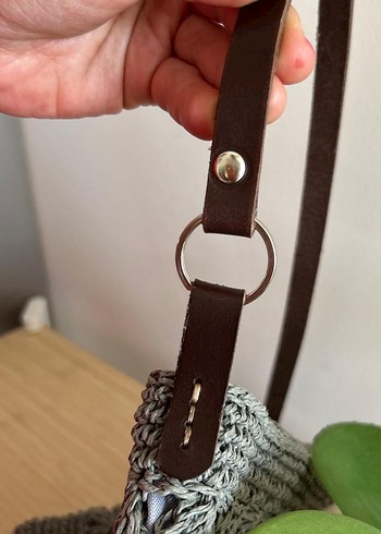 Gri Yıldız Çapraz Çanta | Deri Sap - Görsel 5