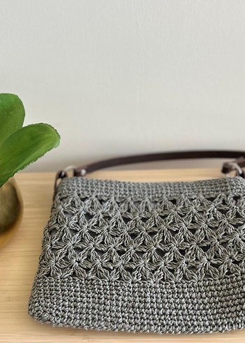 Gri Yıldız Çapraz Çanta | Deri Sap - Görsel 2