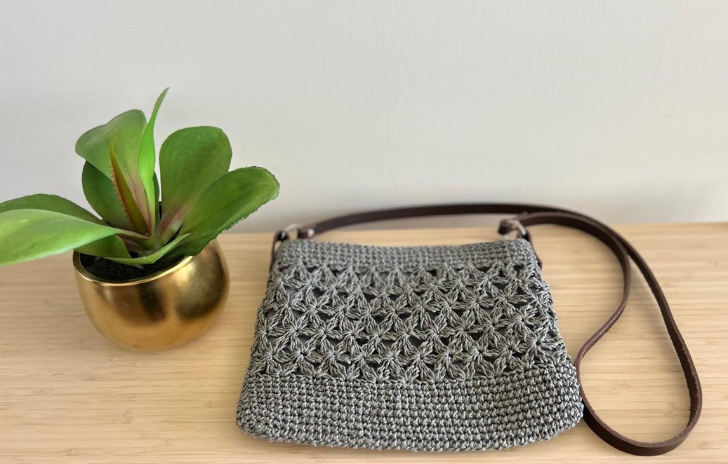 Gri Yıldız Çapraz Çanta | Deri Sap - Görsel 2