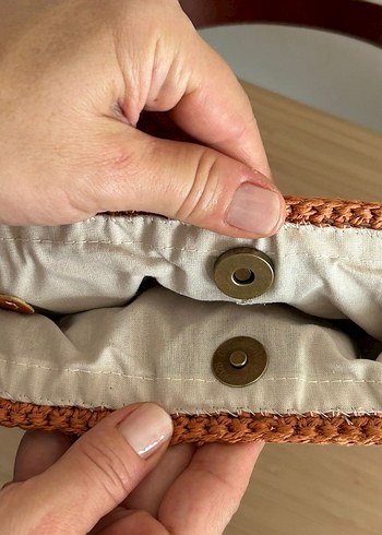 Kağıt İp Motifli Çanta | Deri Sap - Görsel 5