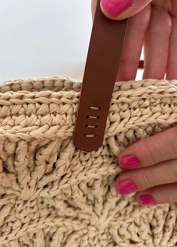 Yelpaze Rafya Çanta | Hakiki Deri Sap - Görsel 5