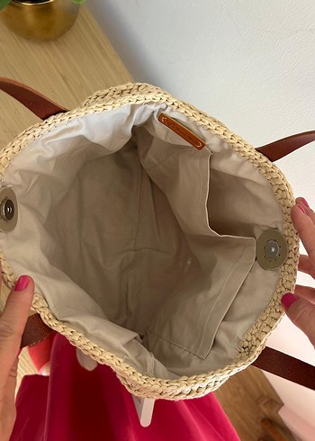 Yelpaze Rafya Çanta | Hakiki Deri Sap - Görsel 7