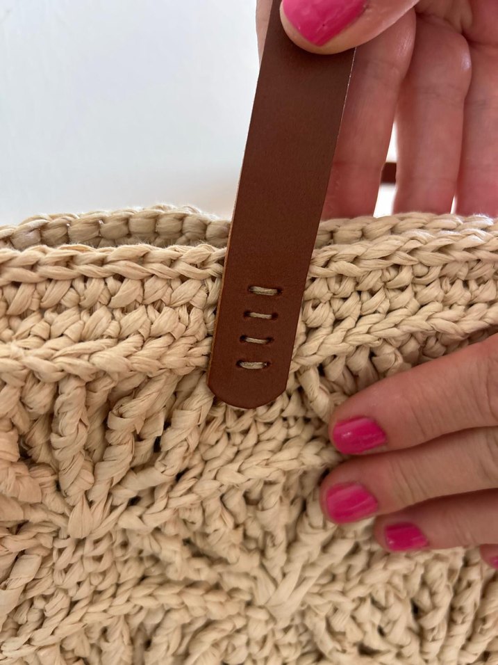 Yelpaze Rafya Çanta | Hakiki Deri Sap - Görsel 5