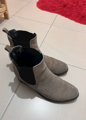 Bej Süet Kadın Bot, Kalın Topuklu - Görsel 3