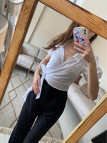 Milla bel bağlama detaylı gömlek