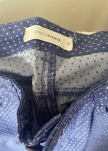 Düğmeli Lacivert Kadın Midi Kot Pantolon - Görsel 2