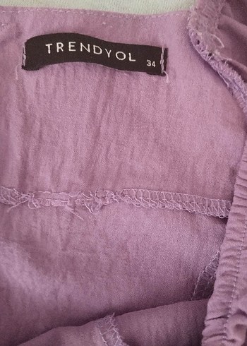 Trendyol & Milla Düğmeli Mor Midi Keten Elbise