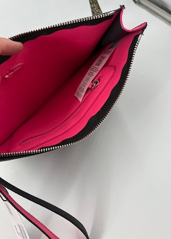 Beden pembe Renk Lacoste Siyah Pembe Fermuarlı Kadın Çanta