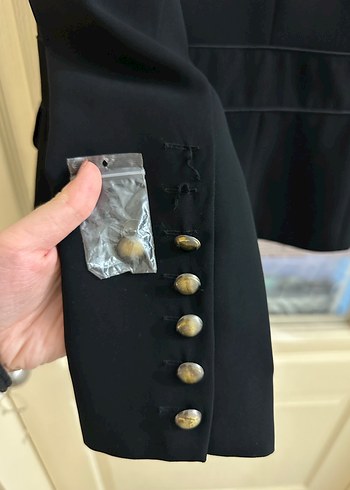 Düğmeli Siyah Kadın Blazer Ceket - Görsel 6