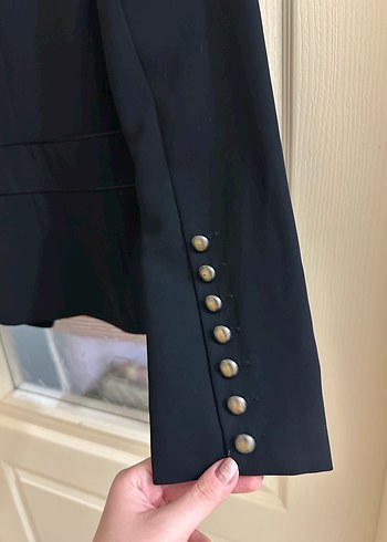 Düğmeli Siyah Kadın Blazer Ceket - Görsel 7
