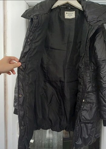 Kemerli Siyah Uzun Kadın Kışlık Mont - Görsel 4