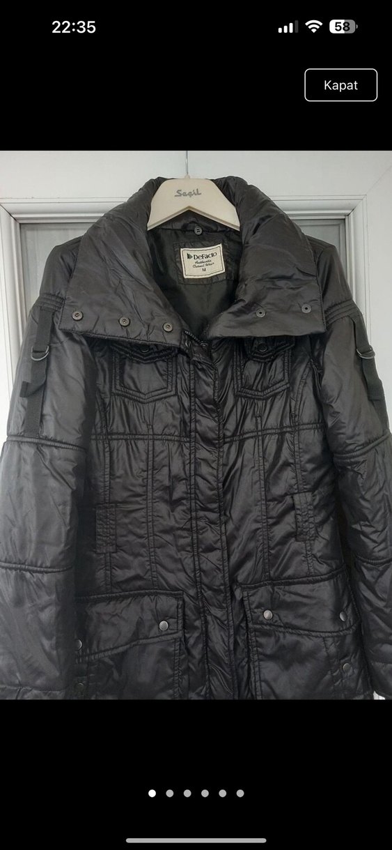 Kemerli Siyah Uzun Kadın Kışlık Mont - Görsel 2