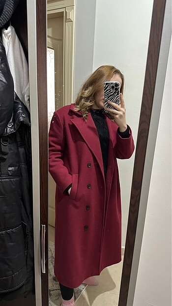 Diğer Bordo kaşe uzun kaban