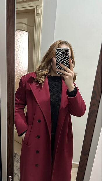 m Beden bordo Renk Bordo kaşe uzun kaban
