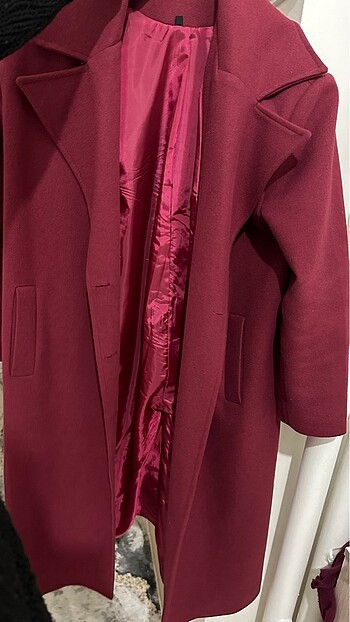 Bordo kaşe uzun kaban - Görsel 5