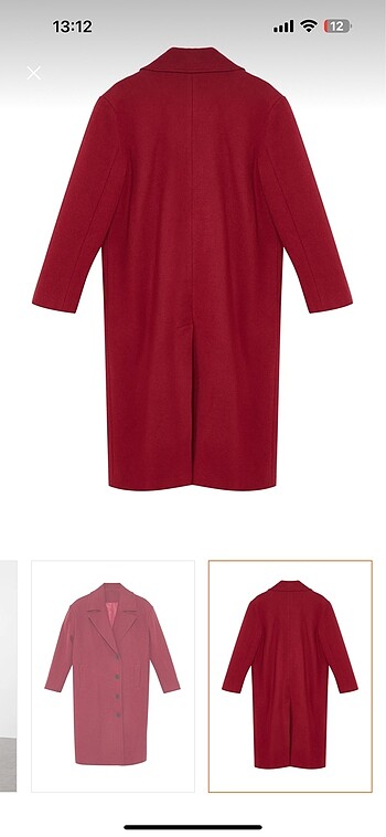 Bordo kaşe uzun kaban - Görsel 7