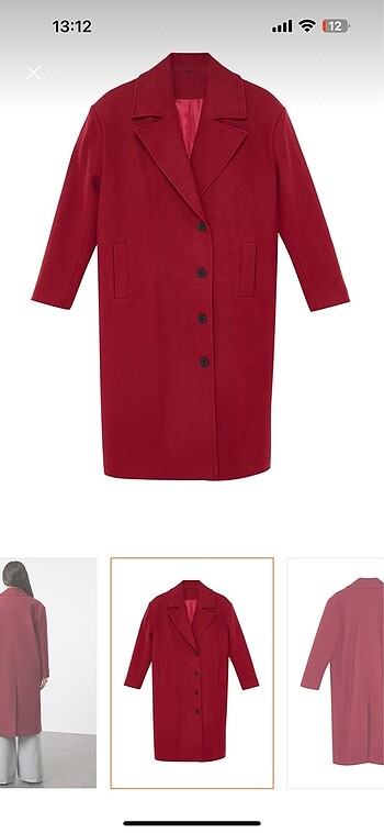 Bordo kaşe uzun kaban - Görsel 6