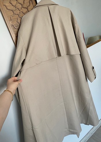 Bej Uzun Kesim Kadın Trençkot - Görsel 9