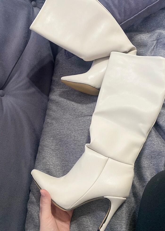 Topuklu fermuarsız çizme - Görsel 4