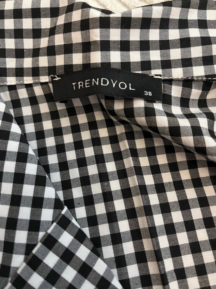 Düğmeli Siyah Ekose Kadın Bluz - Görsel 2