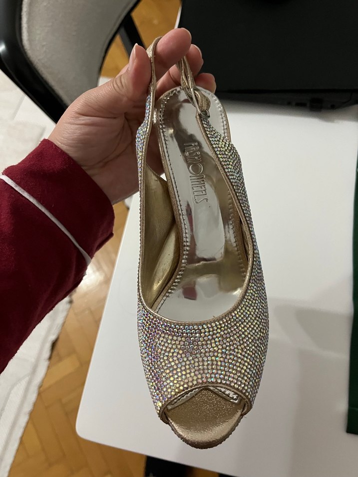 Kadın Altın Renk Parlak Platform Topuklu Abiye Ayakkabı - Görsel 3