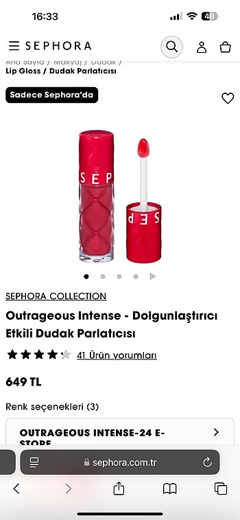 sephora dolgunlaştırıcı gloss