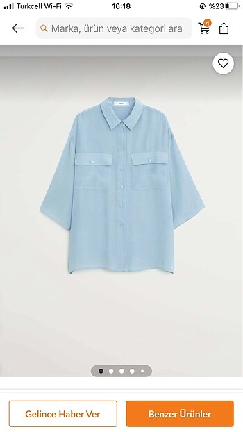 m Beden Mango oversize sifon gömlek