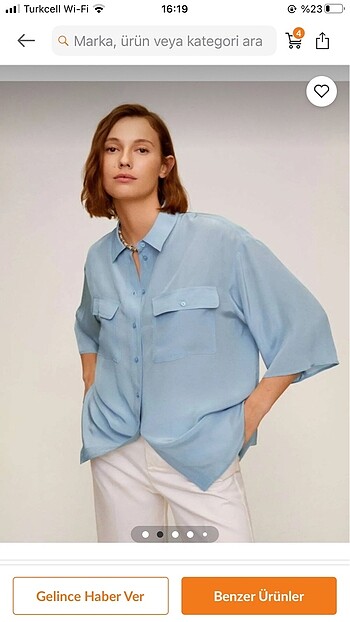 m Beden mavi Renk Mango oversize sifon gömlek