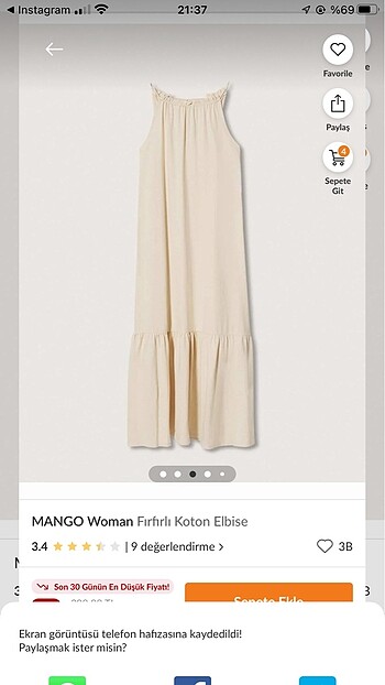 m Beden Mango oversize elbise