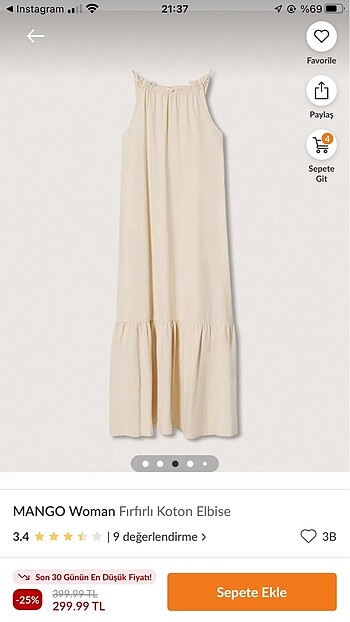 m Beden beyaz Renk Mango oversize elbise