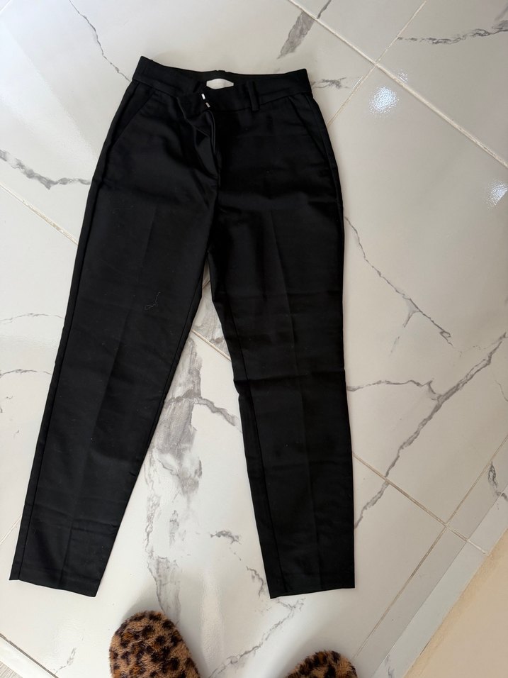 Siyah Midi Kadın Kumaş Pantolon - Görsel 5