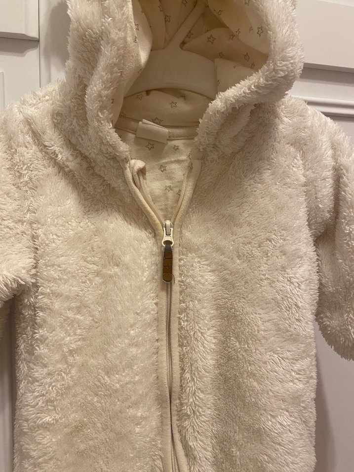 Kürklü Beyaz Bebek Kız Tulumu - Görsel 2