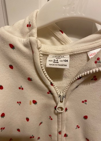 24-36 Ay Beden beyaz Renk Kız Çocuk Kapüşonlu Fermuarlı Sweatshirt