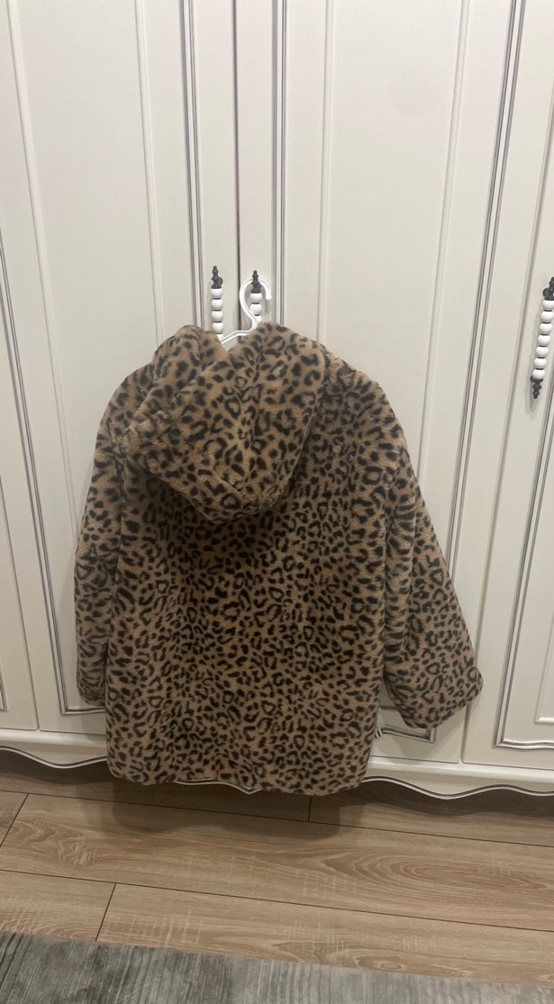 Leopar Desenli genç Suni Kürk Ceket - Görsel 3