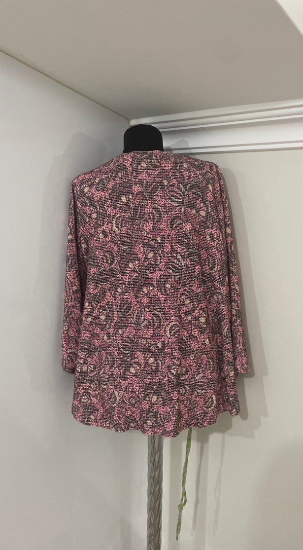 Pembe Desenli Midi Kadın Kaban - Görsel 2