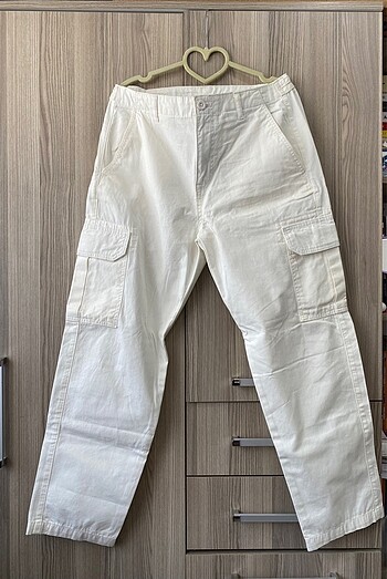 Zara erkek beyaz kargo pantolon