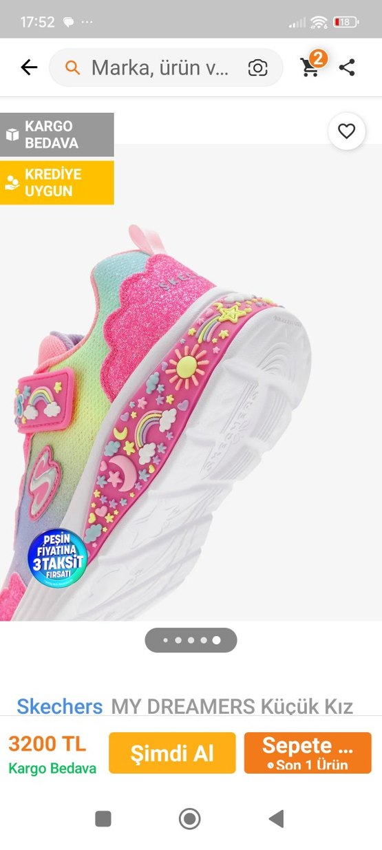 Skechers orijinal Kız Çocuk Pembe Bağcıksız Spor Ayakkabı - Görsel 2