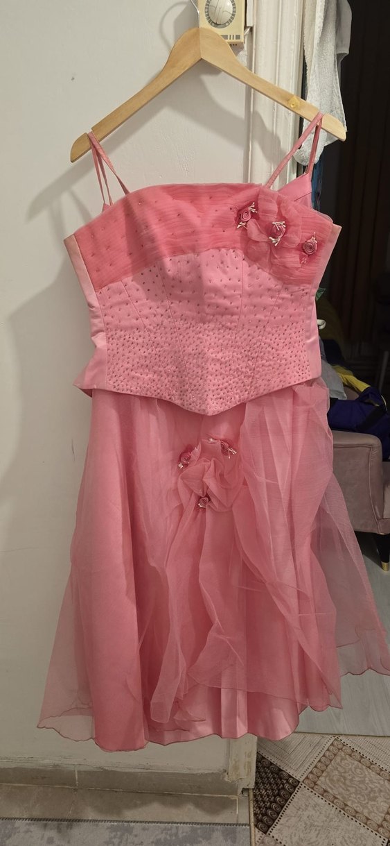 Pembe Straplez Fırfırlı Kız Elbisesi - Görsel 2