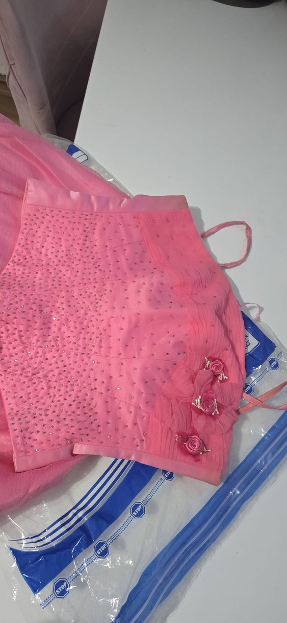 Pembe Straplez Fırfırlı Kız Elbisesi - Görsel 4