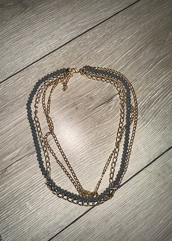 Gri Boncuklu Altın Renk Zincir Kolye - Görsel 5