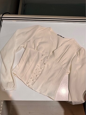 Mydukkan Beyaz Baglamali Bluz