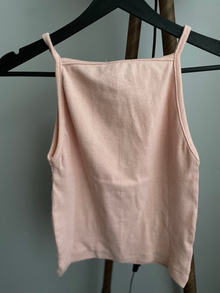 Pembe Keten Kadın Askılı Bluz - Görsel 4