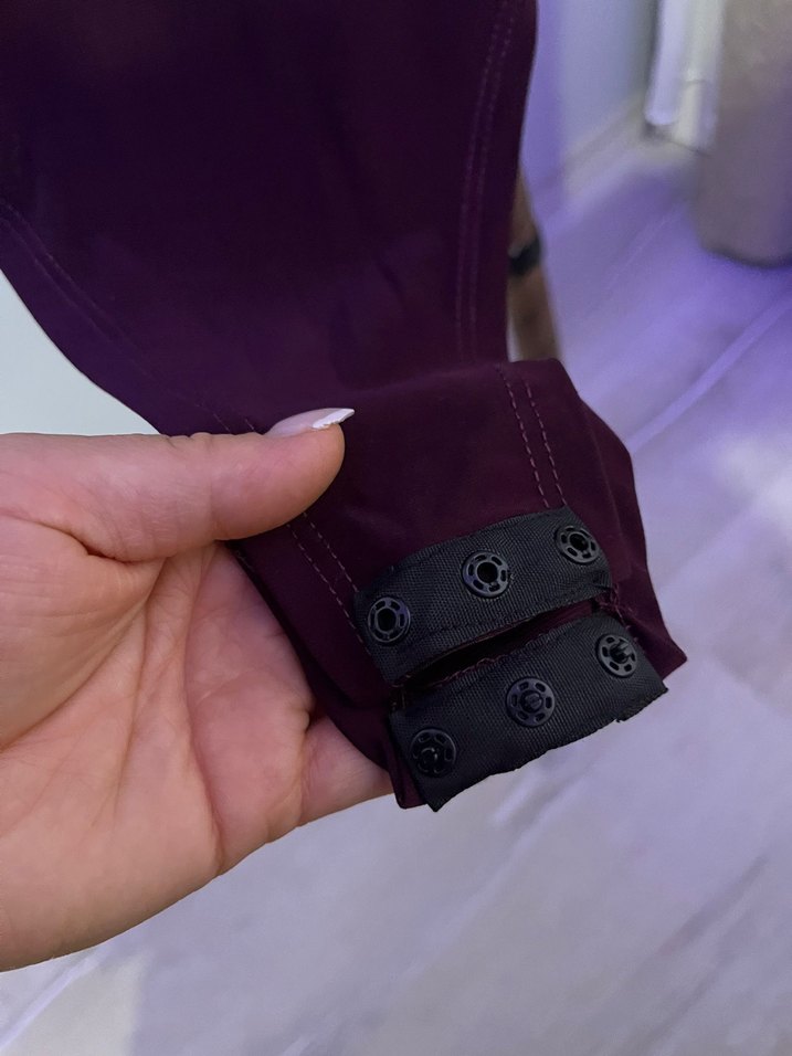 Mor Saten Askılı Drapeli Kadın Tulum - Görsel 4